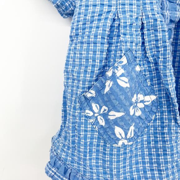 Gymboree Vintage Girls Seersucker Plaid Hawaiian Tropical Print Swing Top M - Picture 4 of 8